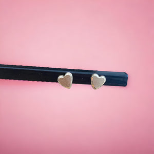 The 'Beautiful Soul Boosters' Ear Studs - 14 Karat Yellow Gold Diamond Cut Edge Textured Heart Screw Back Stud Earrings The 'Beautiful Soul Boosters' Ear Studs - 14 Karat Yellow Gold Diamond Cut Edge Textured Heart Screw Back Stud Earrings