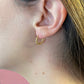 The 'Whispering Serenity' Hoops  -14 Karat Yellow Gold Bamboo Hoop Latch Lock Earrings