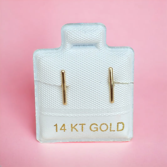 'Do Not Raise the Bar, but SET the Bar' Ear Studs - 14 Karat Yellow Gold Bar Screw Back Earrings