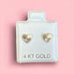 'Dare to Love Yourself' Ear Studs - 14 Karat Yellow Gold Heart Screw Back Stud Earrings