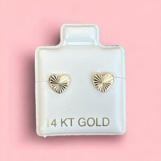 'Dare to Love Yourself' Ear Studs - 14 Karat Yellow Gold Heart Screw Back Stud Earrings