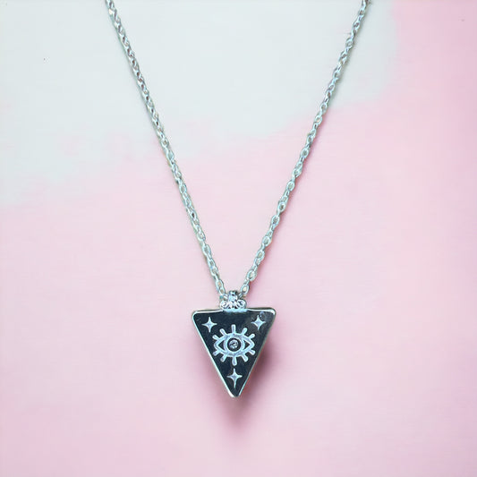 'Your Shield of Protection' Necklace - 925 Sterling Silver Necklace with 'Evil Eye Triangle' Plate